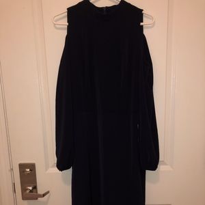 Cold shoulder navy long sleeve Maggy London Dress